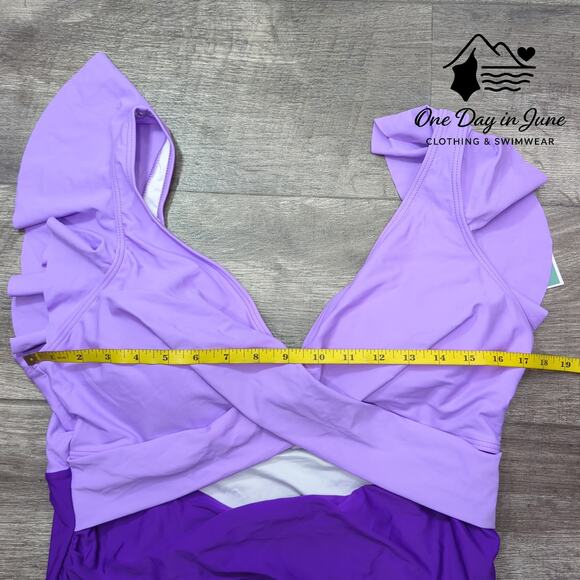 B2Prity Plus Size Cut Out Ruffle Shoulder One Piece Swimsuit Size 2XL - Picture 5 of 7